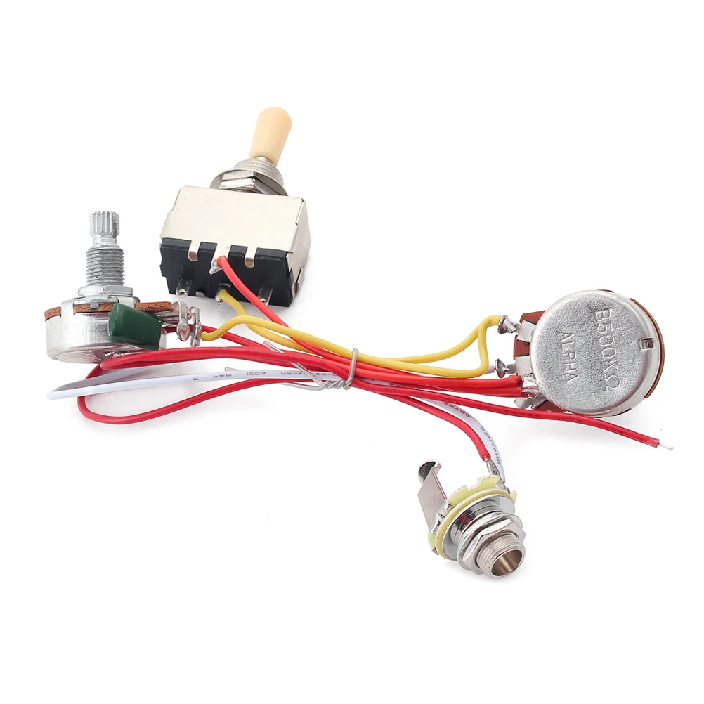 

Potentiometer Yellow Cap Toggle 1T1V Wiring Harness Earth Tones Guitar Volume Jack 500K
