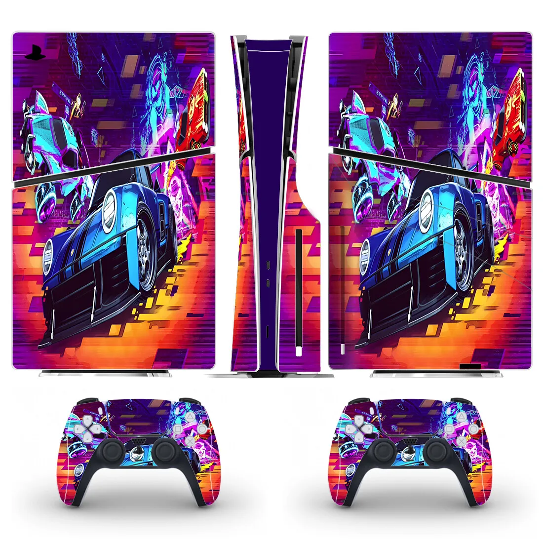 adesivo-de-vinil-para-console-e-controles-ps5-pro-ps5-slim-e-ps5-digital-tema-rocket-league