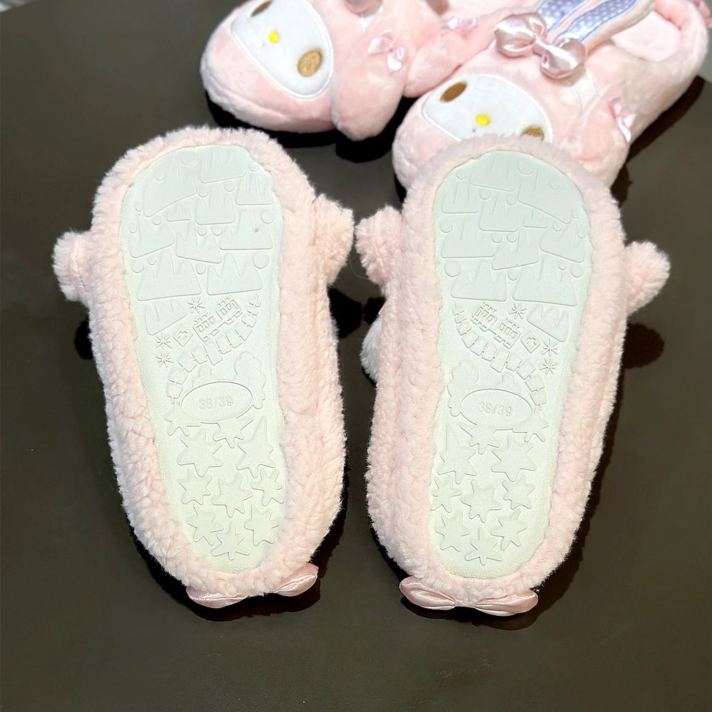 Lovely My Melody Slippers Japanese Style Indoor Shoes Cartoon Anime My Sweet Piano Warm Slippers Autumn Winter Flat Non-slip