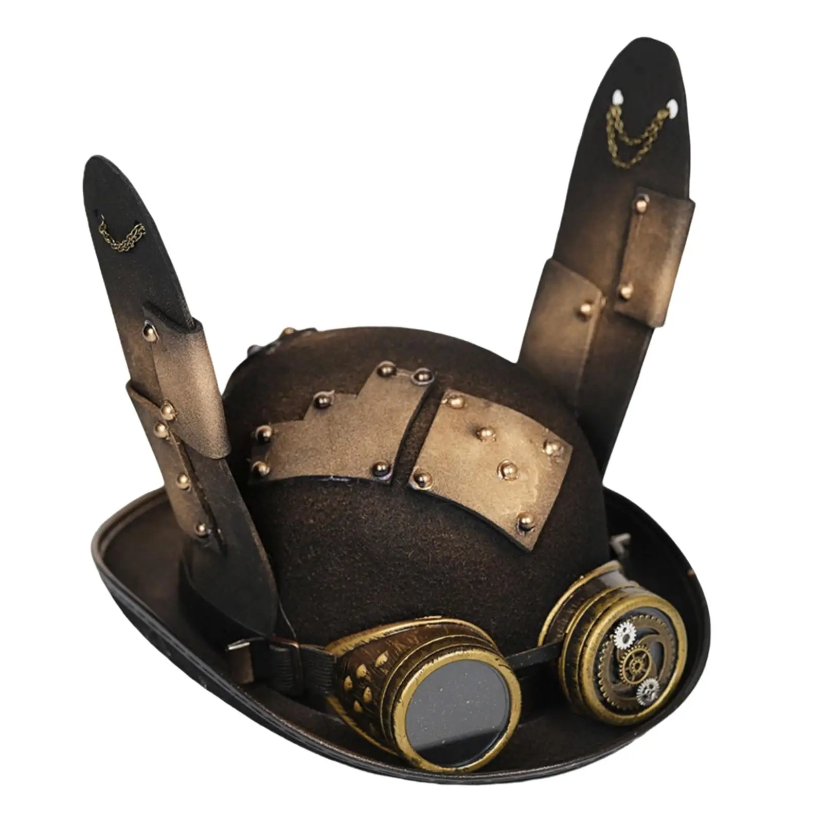 Steampunk Hat with Goggles Black Top Hat Unisex Steampunk Goggles Glasses