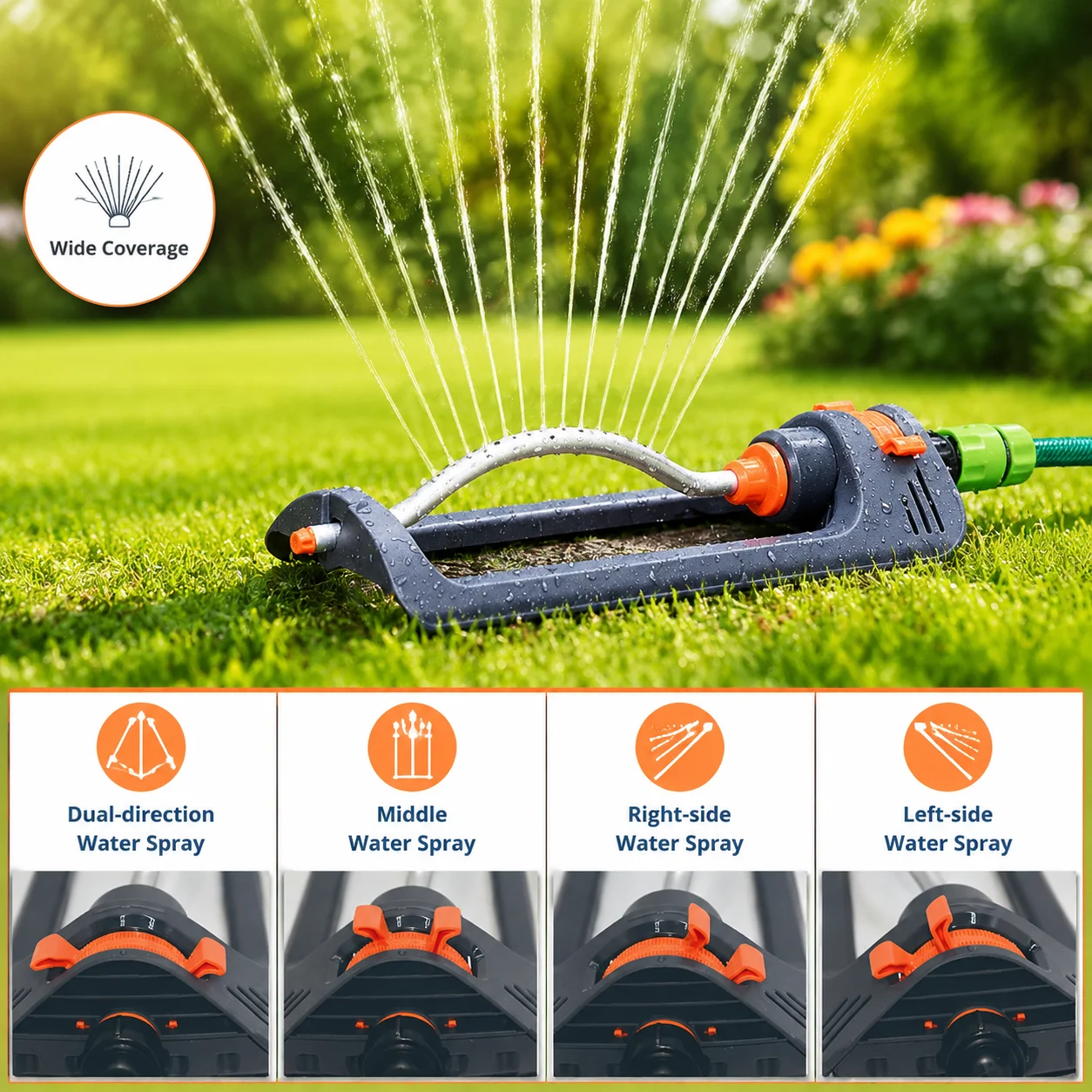 19holes Automatic Oscillating Garden Sprinkler Multi-Pattern Water Spray Adjustable Lawn Irrigation System For Yard Grass