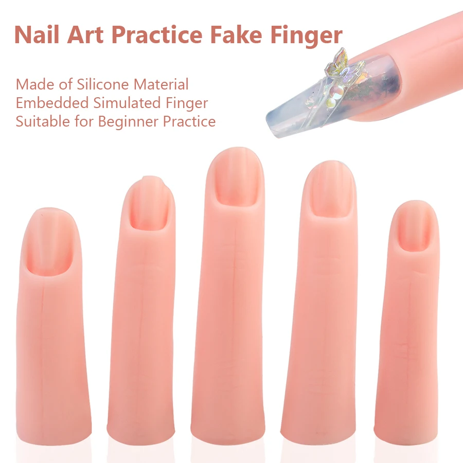 5-teiliges Übungsfinger-Set aus Silikon für Nagelkunst, Training zur Nagelverlängerung, Übungswerkzeug für Nagelspitzen-Design – Detail 1