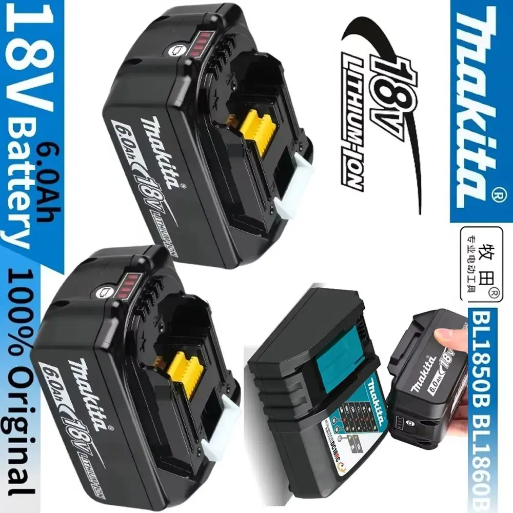 

100% Original Makita Battery, 6.0Ah 18V Rechargeable Battery for DHP489 DGA404 DDF487 DTD173 DAS180 HR140D Makita 18V Power Tool