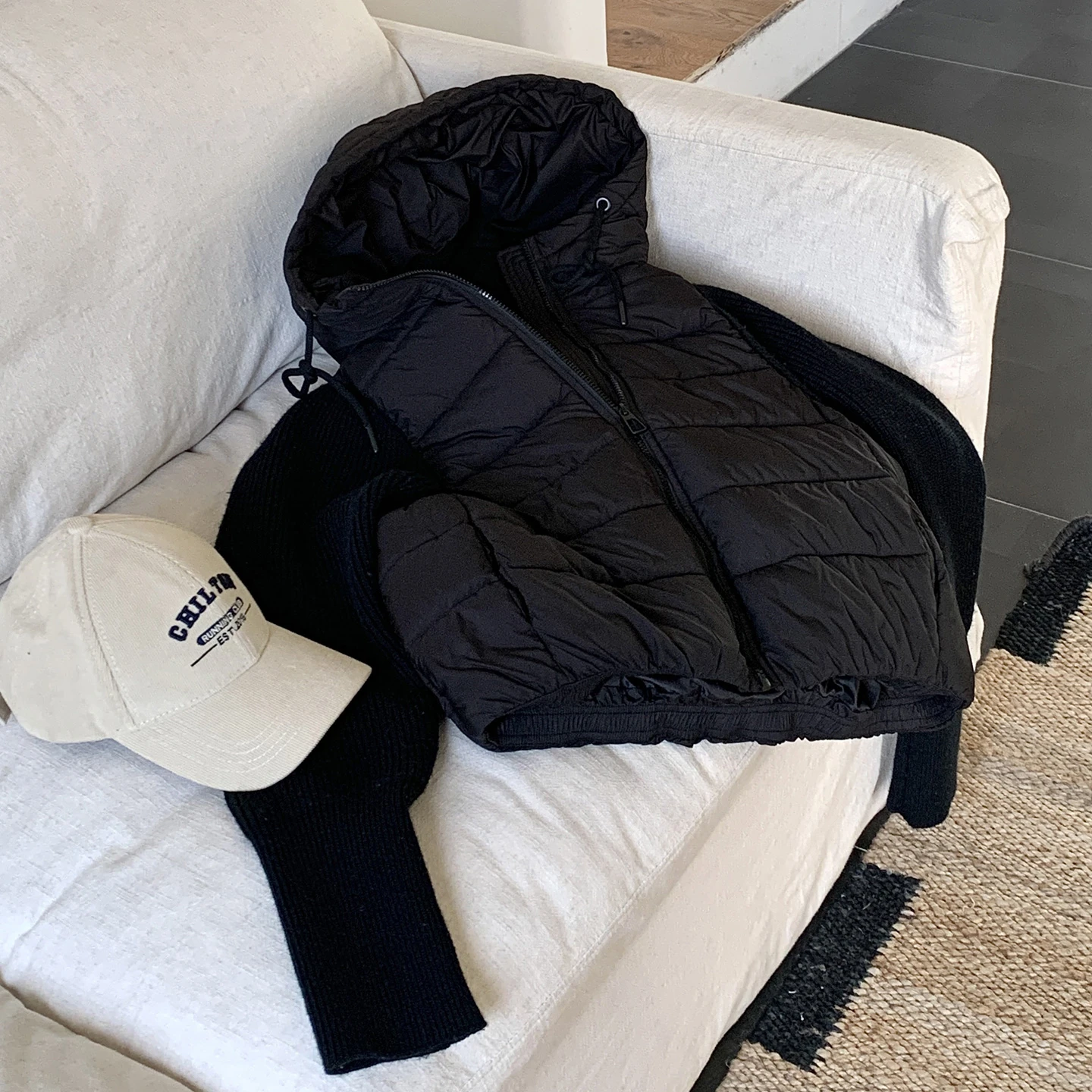 ملابس شتوية قطنية بقلنسوة للنساء سترة خبز فضفاضة للشارع سترة نسائية غير رسمية بأكمام محبوكة سترة نسائية #2