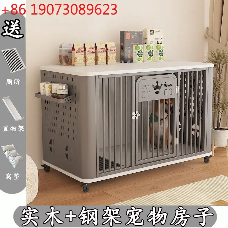 

Modern wooden dog cage Pet cage Italian cat and dog universal nest Medium and small dog villa Light luxury home style