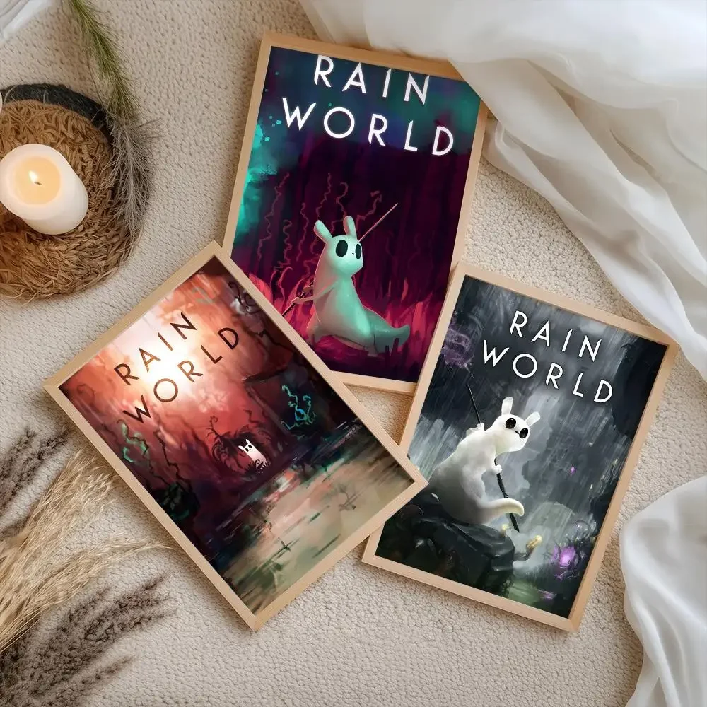 Video game R-Rain World Poster Stickers Self-Adhesive Painting Mural Decor Wall Decals for Bedroom Living Room Home HD Gift