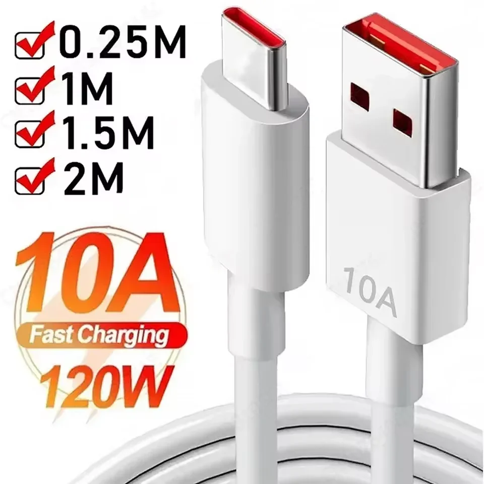 120W 10A USB Type C Quick Charging Cord Fast Charging Data Cable for Xiaomi Samsung Huawei Honor iPhone USB PD Cable 1m 1.5m 2m