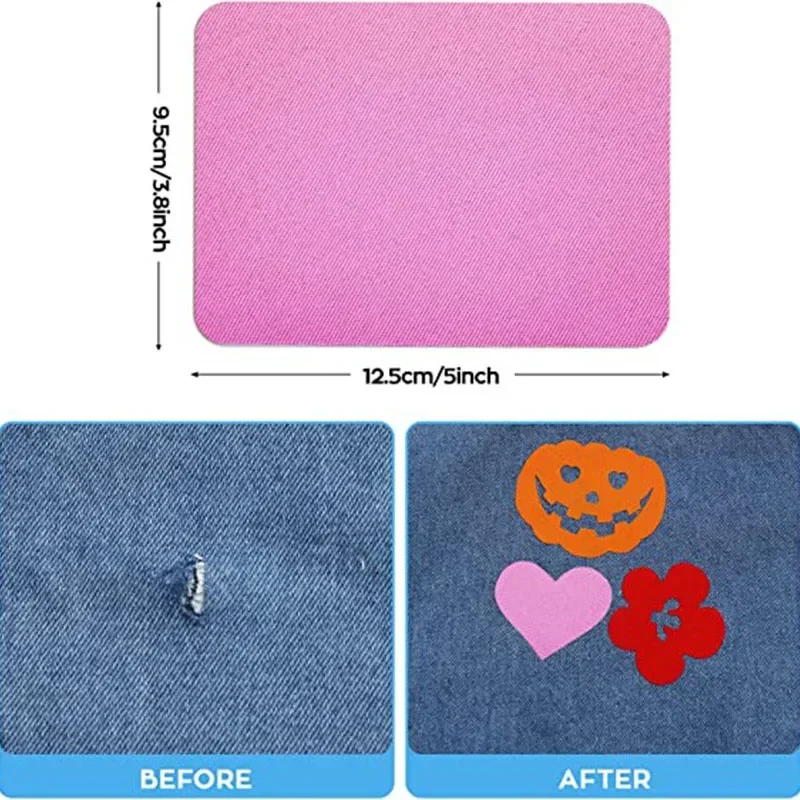 4pcs/lot Fabric Iron-on Patches 12.5x9.5cm Sewing on Patches Iron on Strong Glue Cotton Patch for Clothes DIY Jean Repair Decor