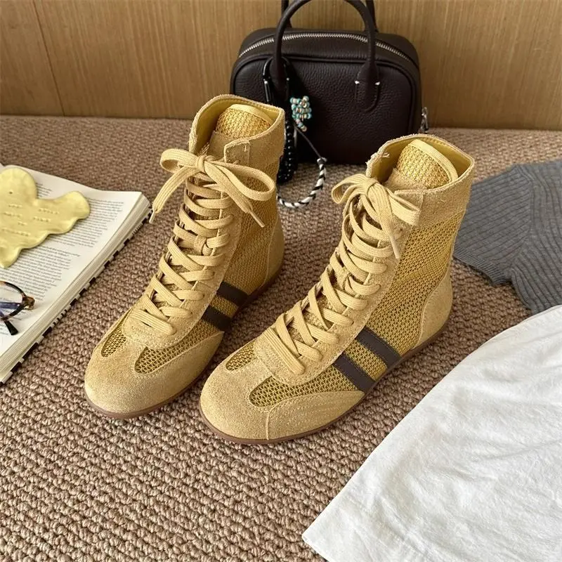 

2025 New Fashion Boxing High Top Shoes Flat Lightweight and Comfortable Boots for Women