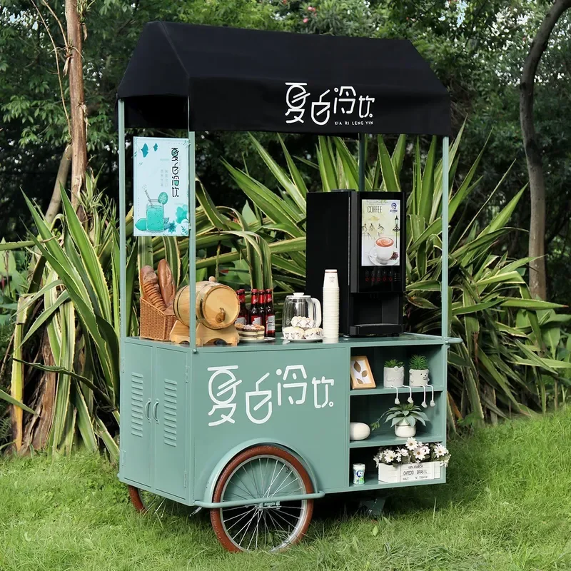Three Wheeled Food Cart Mobile Snack Stall Night Market Dining Car Shopping Mall Float Scenic Sales Vehicle
