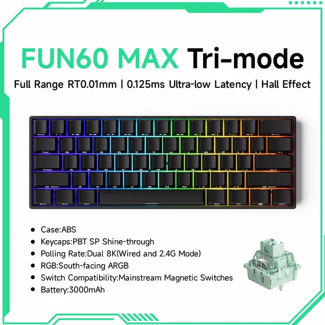Akko MonsGeek FUN60 Mechanical Keyboard Magnetic Switch 60% Gaming