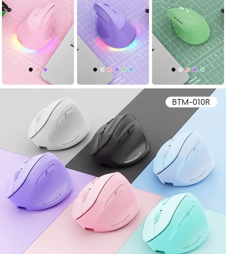 2.4G Bluetooth Wireless Dual-Mode Vertical Mouse 6-Buttons DPI Adjustable Ergonomic Rechargeable Optical Mouse For PC Computer