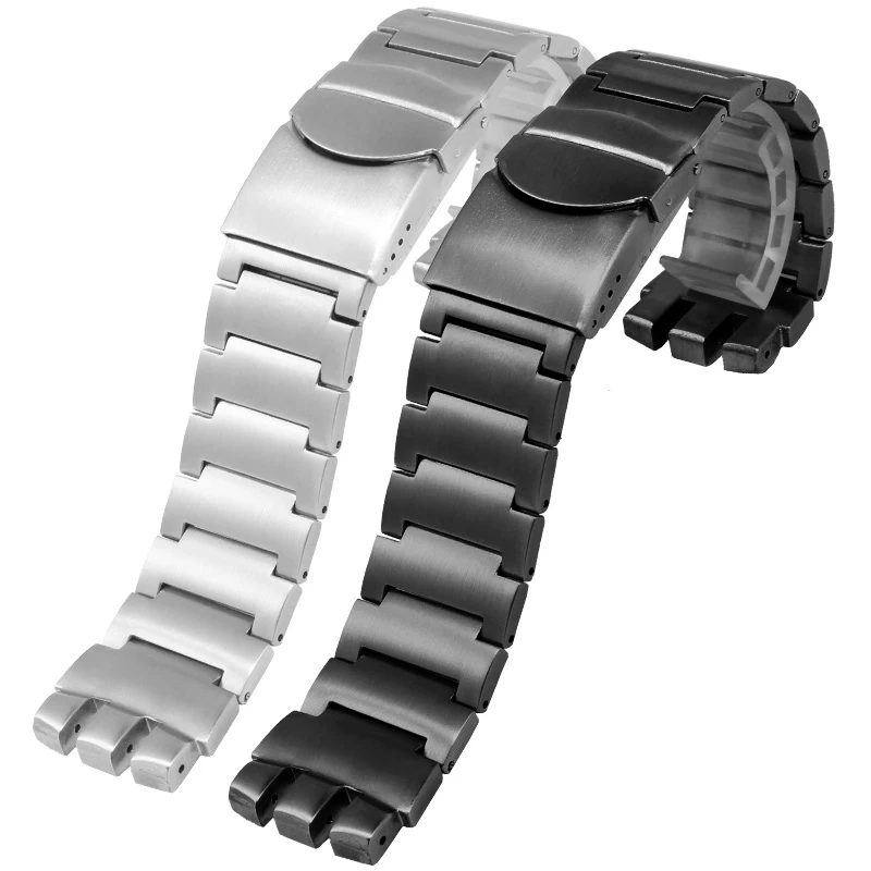 23mm Stainless Steel Watchband Solid Silver Black For Swatch Men Irony Big Size Watch Strap Folding buckle Bracelet Accessories