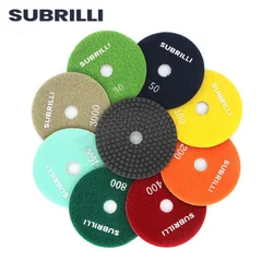 SUBRILLI 8pcs/Set Diamond Polishing Pads For Stone Concrete Granite Marble Wet Polish Abrasive Grinding Wheel Diamond Sand Disk