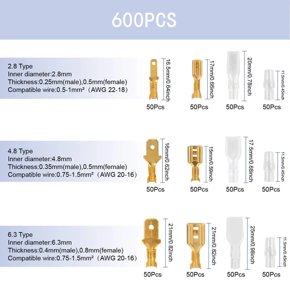 600 Pieces Of Gold Docking Terminal Set, Terminal Sheath, Male And Female Docking Terminal Box Packaging