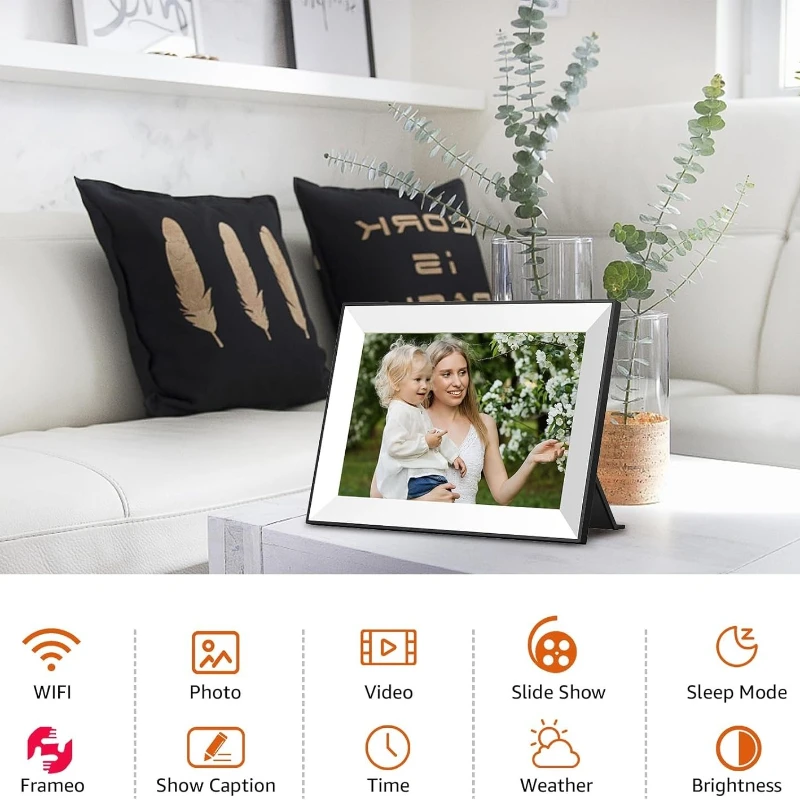 إطار صورة رقمي 15.6 بوصة 32 جيجابايت واي فاي إطار إلكتروني 1920*1080 IPS HD سحابة إطار صور رقمي ذكي لهدية عيد الميلاد