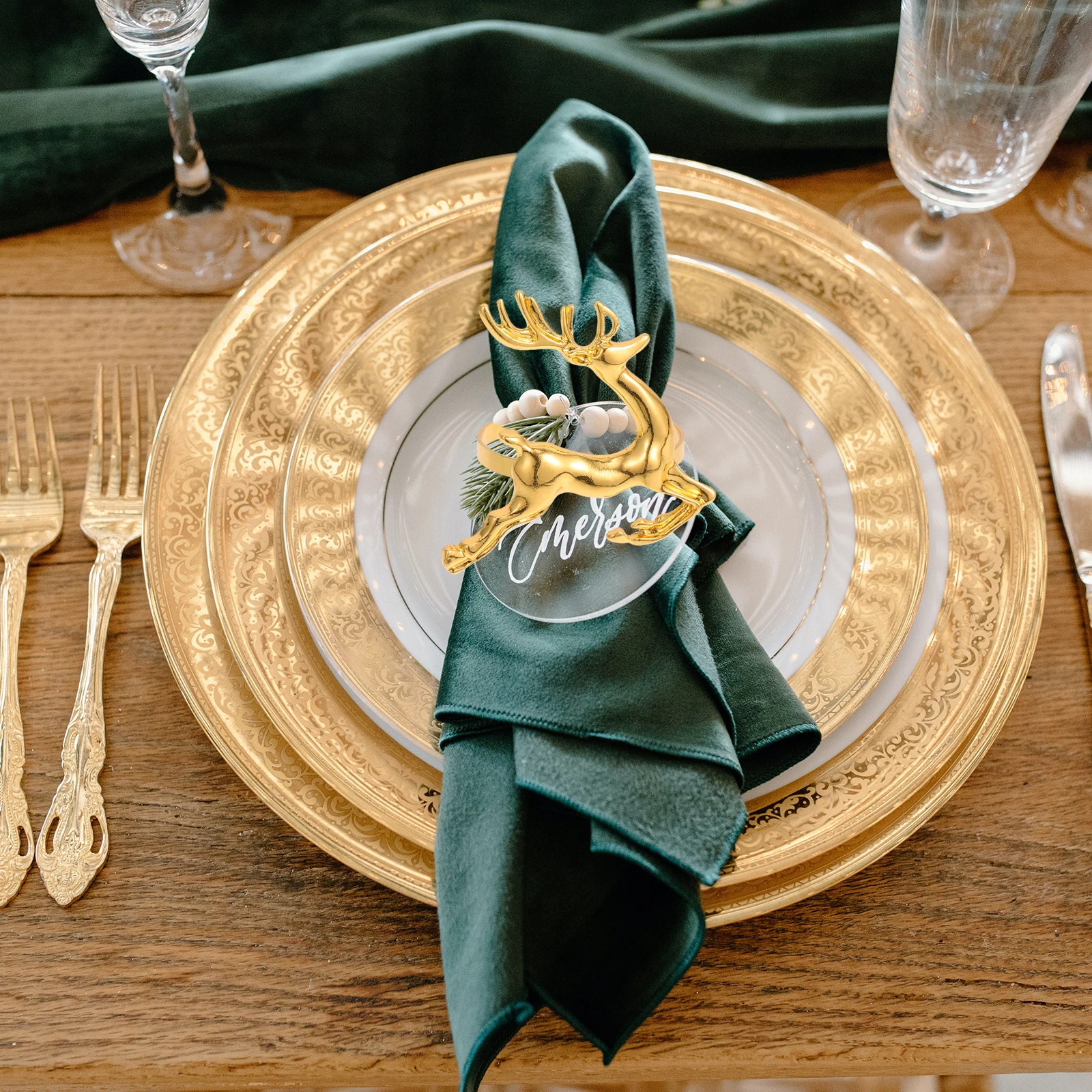 

6Pcs Elegant Elk Shaped Napkin Rings Rose Gold Xmas Party Tableware Accessories Metal Holders Decorations