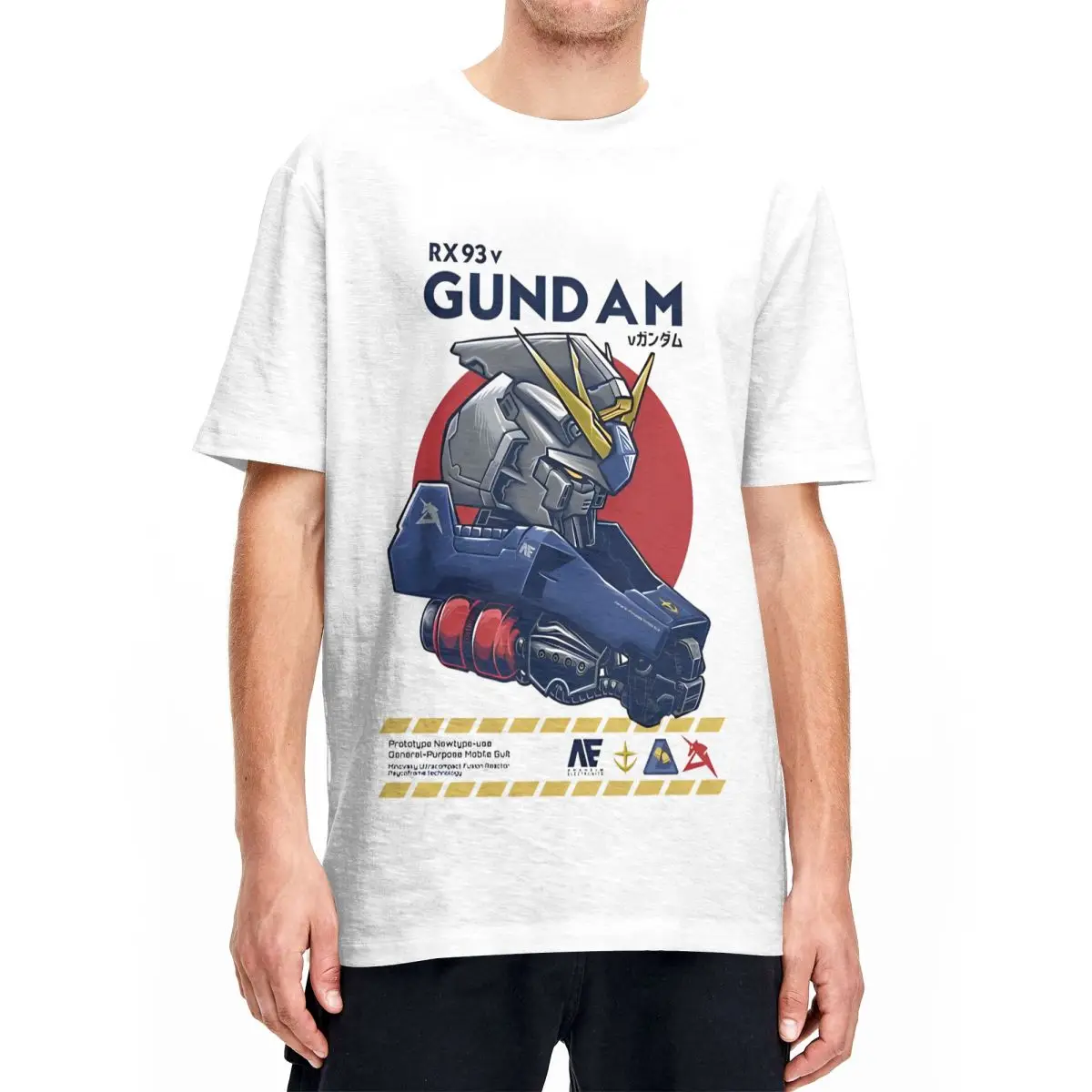 Vintage RX 93 V Gundam T-Shirt For Men Women 100%Cotton Short Sleeve Round Neck Summer Tops