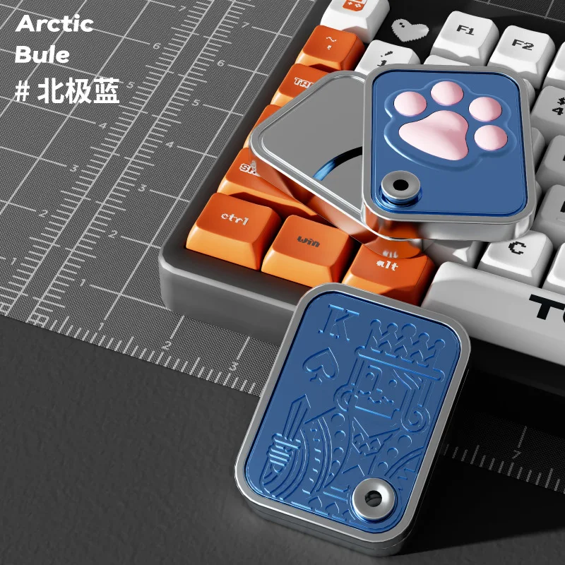 Tarjeta mecánica de empuje, garra de gato de descompresión, Mini tarjeta de aleación segmentada, juguete de descompresión, juguete de póker giratorio para la yema del dedo