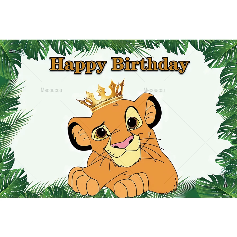 Cartoon Simba Lion King Background Forest Boy Children Custom Birthday Party Photo Background Sunset Baby Shower Custom Poster