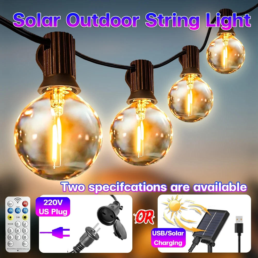 

Водонепроницаемый солнечный свет, теплая лампочка с дистанционным управлением, 7/10/15 м для наружного солнечного сада, балкона, декоративное освещение