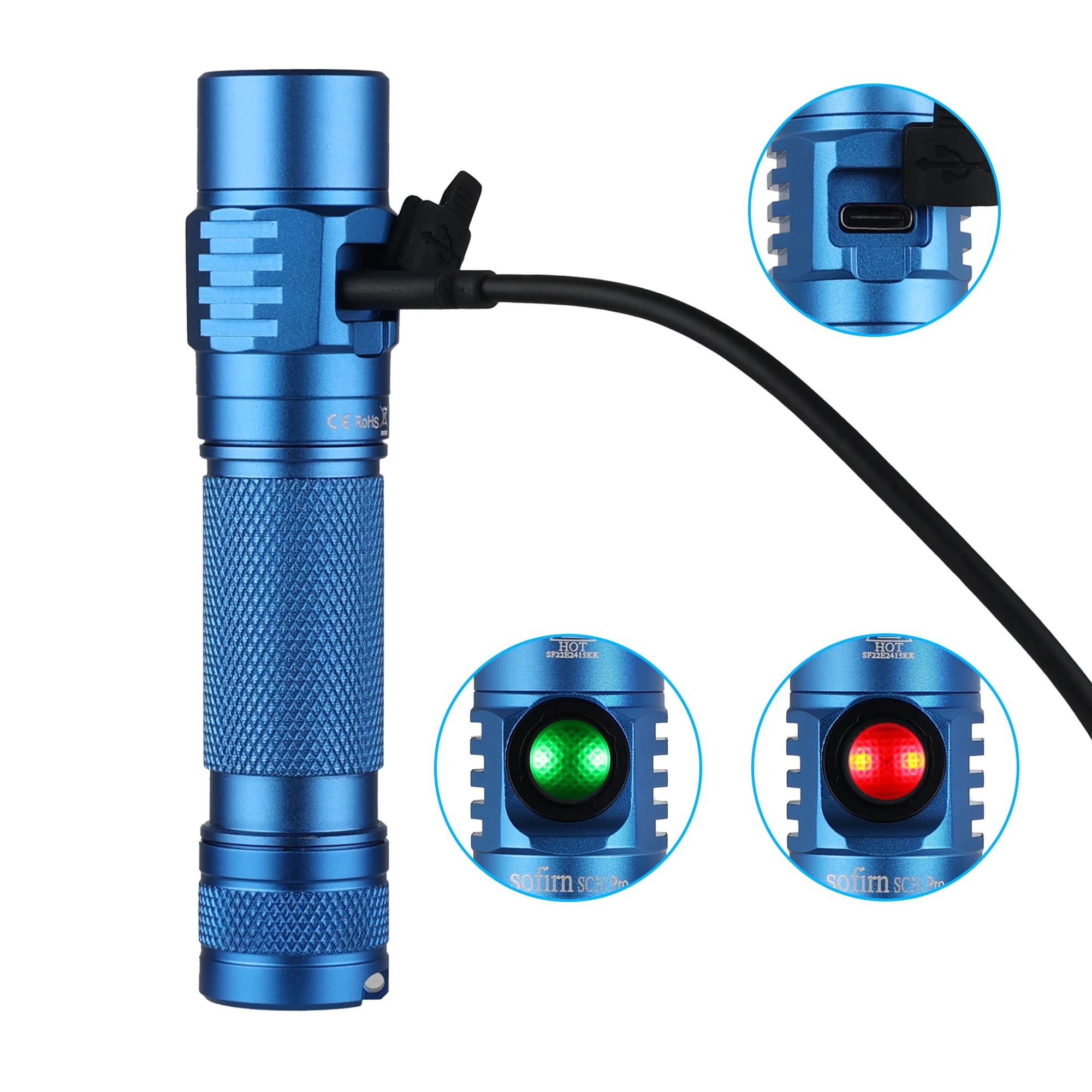 Sofirn-linterna LED SC31 Pro-Blue potente, 2000LM, 18650, SST40, 5V/2A, portátil, recargable, USB C, Anduril 2,0