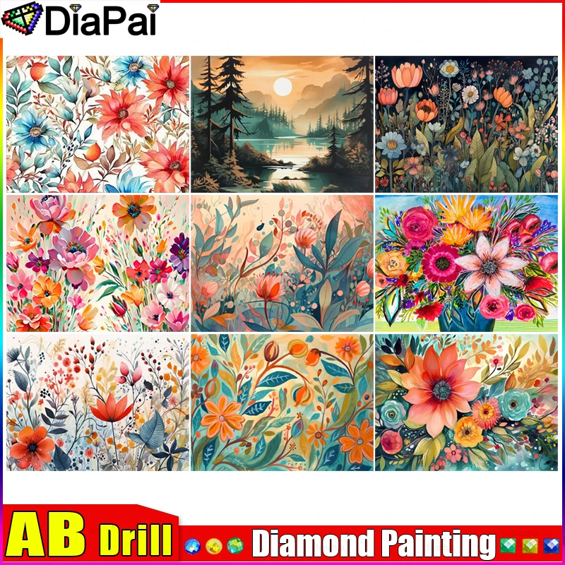 

DIAPAI AB алмазная живопись вышивка крестиком "Цветочный пейзаж" полный квадратный круглый Diy 5d Алмазная вышивка картина горный хрусталь искусство
