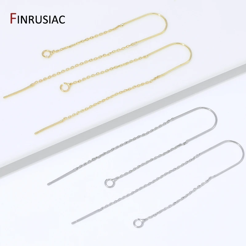 18K Gold Plated Brass Long Tassel Chain Drop Sticker Dangle Earrings Ear Line,Ear Wire Earrings Findings,DIY Jewelry Accessories - view 4