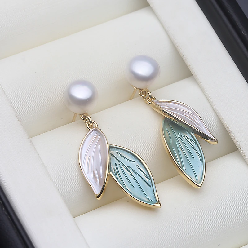 

Real Original Cultured Natural Pearl Earrings,925 Sterling Sliver Freshwater Pearl Drop Earrings Korea Jewelry Wife Mother Gift