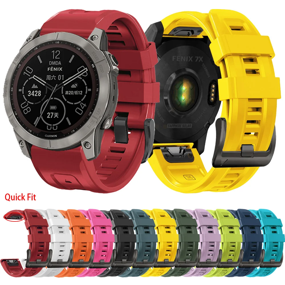 Outdoor Sports Silicone For Garmin Fenix 7X 7 6X 6 Pro 51mm Strap GPS 5 5X Plus 3 HR Band 22 26mm QuickFit Wristbands Accessorie