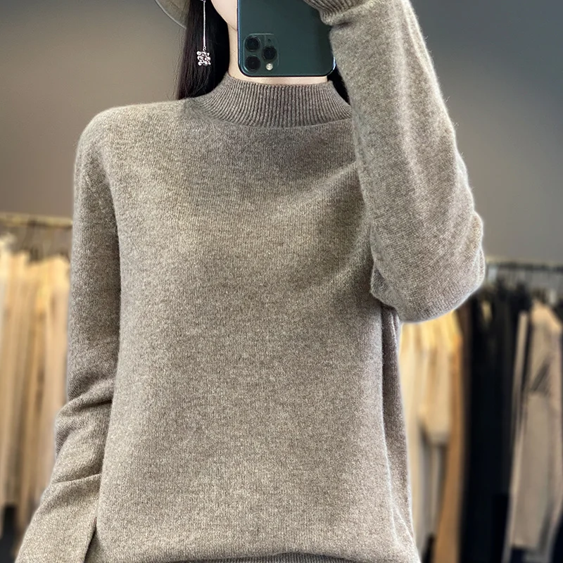 25 Colors 100% Pure Wool Half-neck Pullover In Autumn And Winter New Cashmere Sweater Women\'s Casual Knit Top Women\'s Top