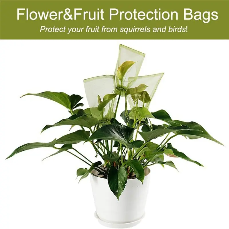 ABCA-100Pcs Fruit Protection Bags (8X12 Inches) Green Mesh Lid Bag Drawstring Mesh For Fruit Protection Vegetable Garden Durable