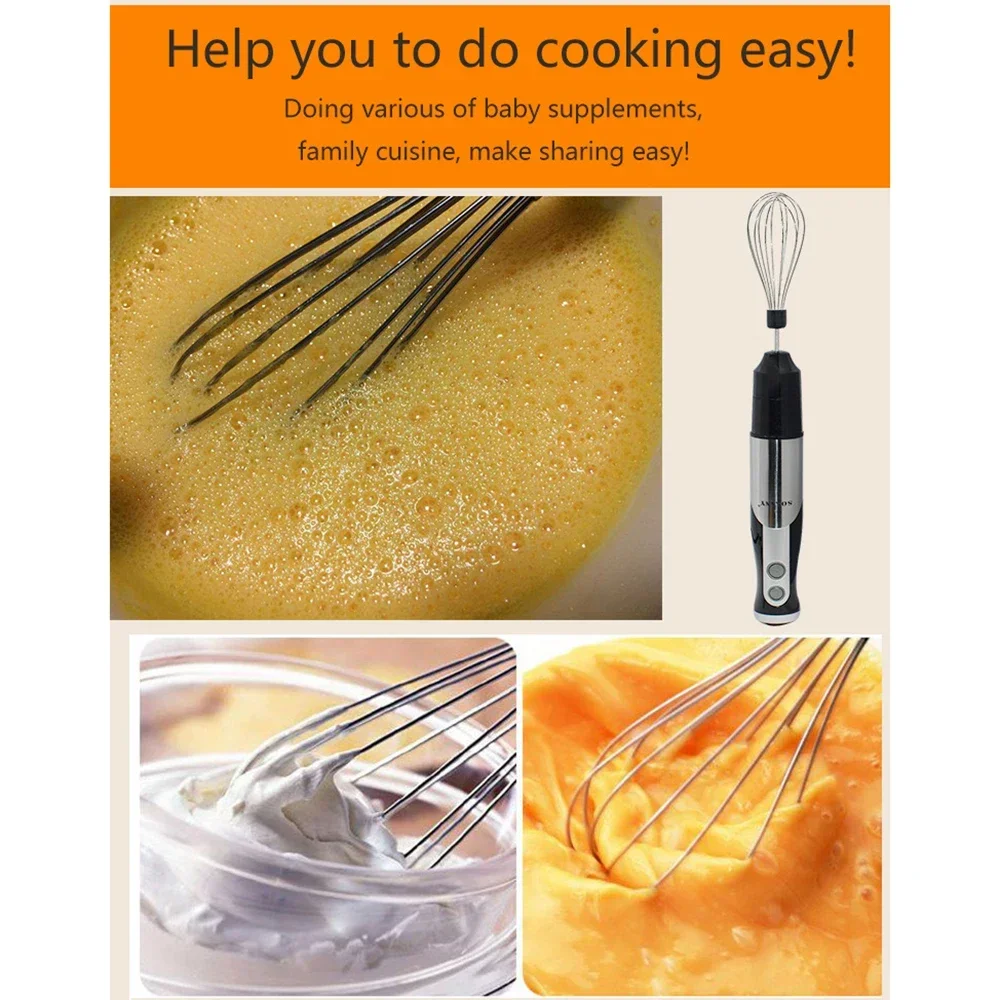 خلاط يدوي 8 في 1، خلاط كهربائي متعدد الوظائف ورغوة الحليب للمخفوقات والهريس والعصائر