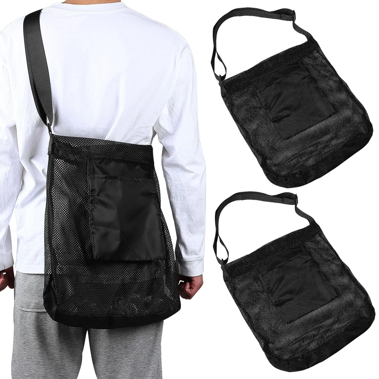 

2Pcs Mushroom Picking Bags Foraging Mesh Shoulder Polyester Tote Fresh Storage Sturdy Base Outdoor Hunting Pouch Travel