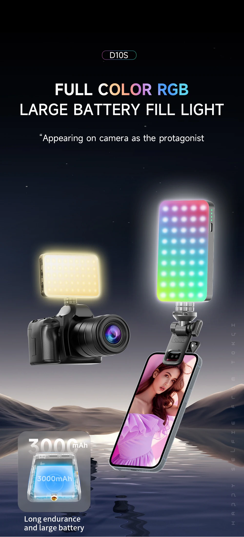 RGB LED Photography Lighting Video Light Magnetic LED Camera Lights 2000mAh Mini Pocket Portable Fill Live Mobile Lamp