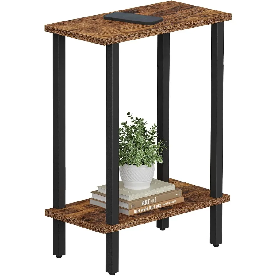 

Small Side Table Narrow End Table Skinny Sofa Table Slim Nightstand Couch Table Living Room Bed Room Brown TB01BB062