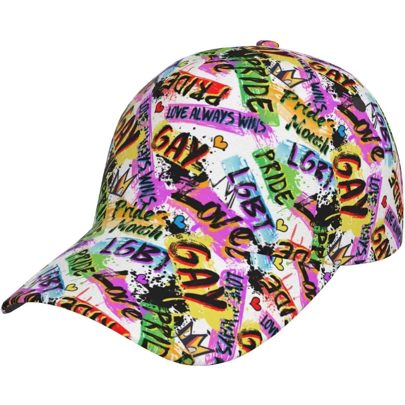 Gay Pride Baseball Cap Rainbow LGBT Trucker Hat for Men and Women Pride Month LGBTQ+ Cap Graffiti Style