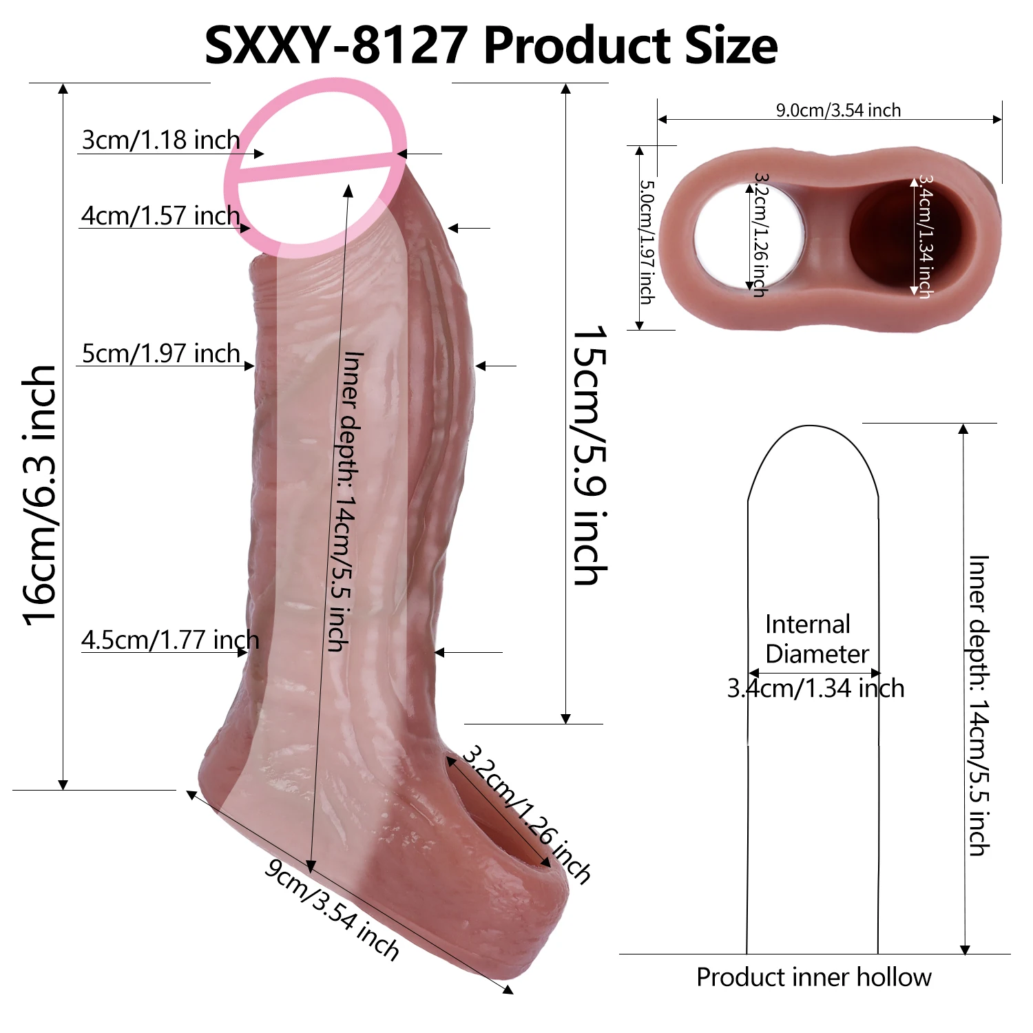 SXXY Silikonowa Nakładka na Penisa Wielokrotnego Użytku Realistyczny Przedłużacz Penisa Zabawki Seksualne Sztuczny Powiększający Penisa Przedłużacz Męski Rękaw na Penisa