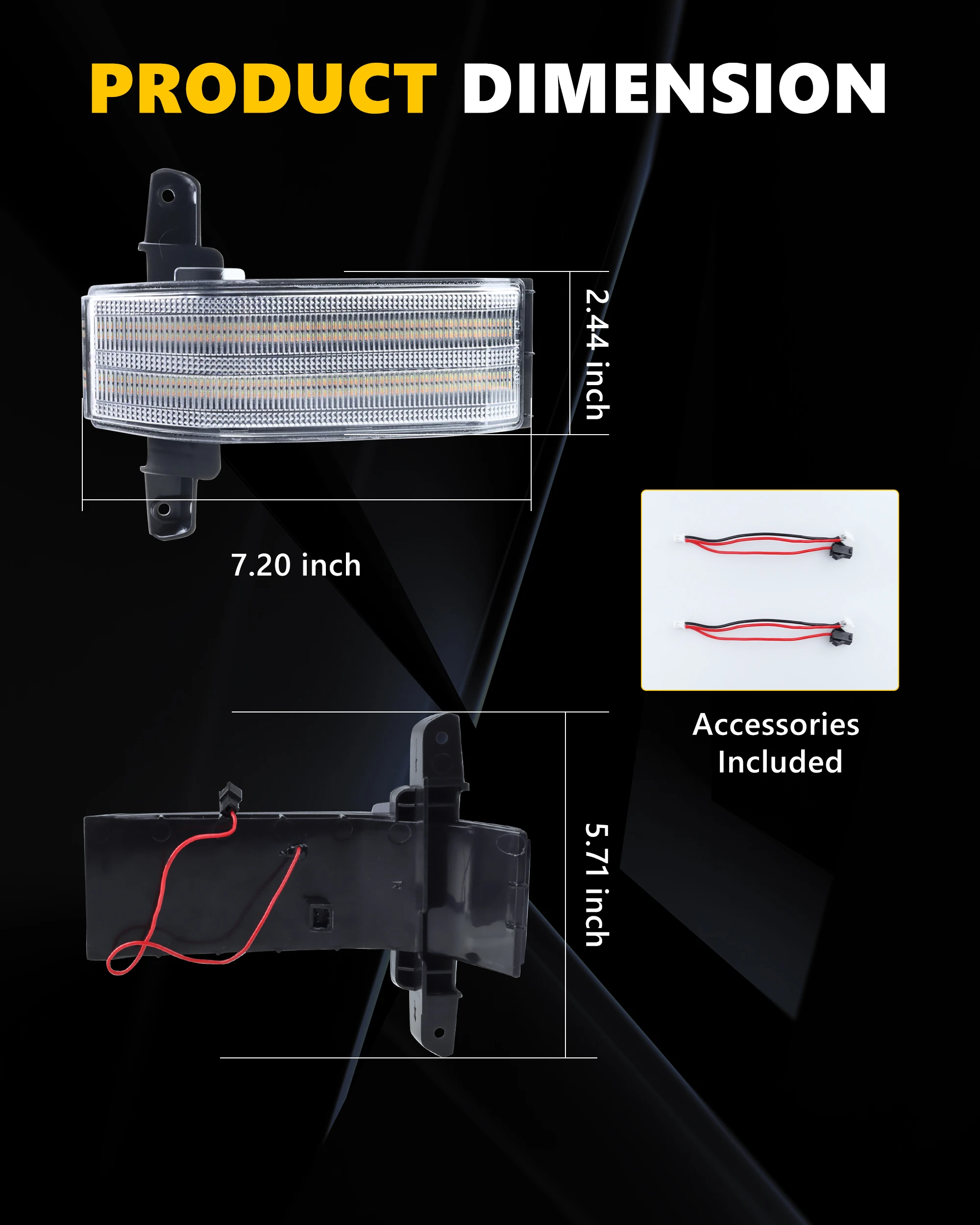 2Pcs For 2014-2019 Chevrolet Silverado GMC Sierra 1500 1500 LD 2500HD 3500HD Turn Signal Light Side Mirror Light Switchback LED
