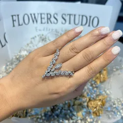 XSBODY V-shaped Ring Boho Gemstone Ethnic Statement Fashion Vintage Ring Adjustable Chic Zircon for Wedding Women Brides Gifts
