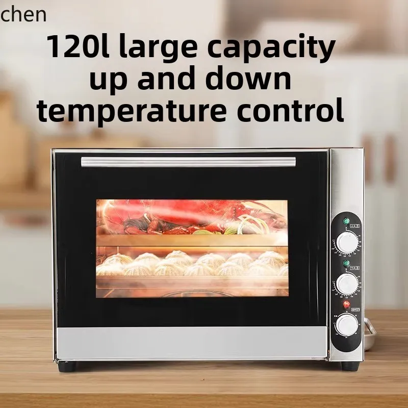 เตาอบ HTT ความจุขนาดใหญ่ 120 ลิตรเตาอบไฟฟ้าขนมปังพิซซ่าอบพิเศษสองชั้นขนาดใหญ่พร้อมเตาอบแบบเปิด