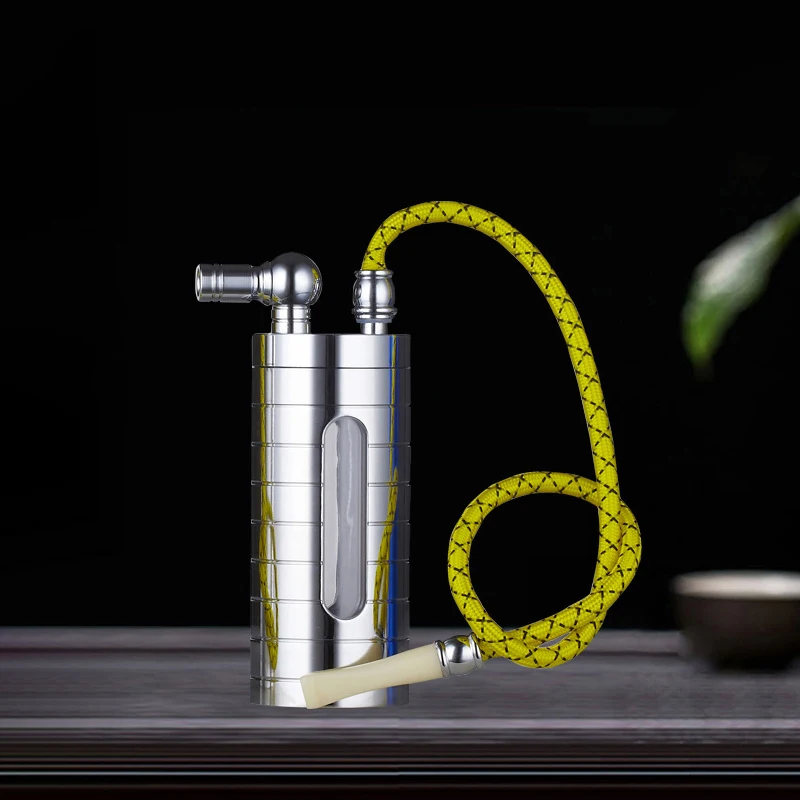 

Metal Water Filter Hookah Pipe Multi-Use for Cigarettes & Rolled Tobacco, Portable Shisha with Comfortable Grip Gift for Men