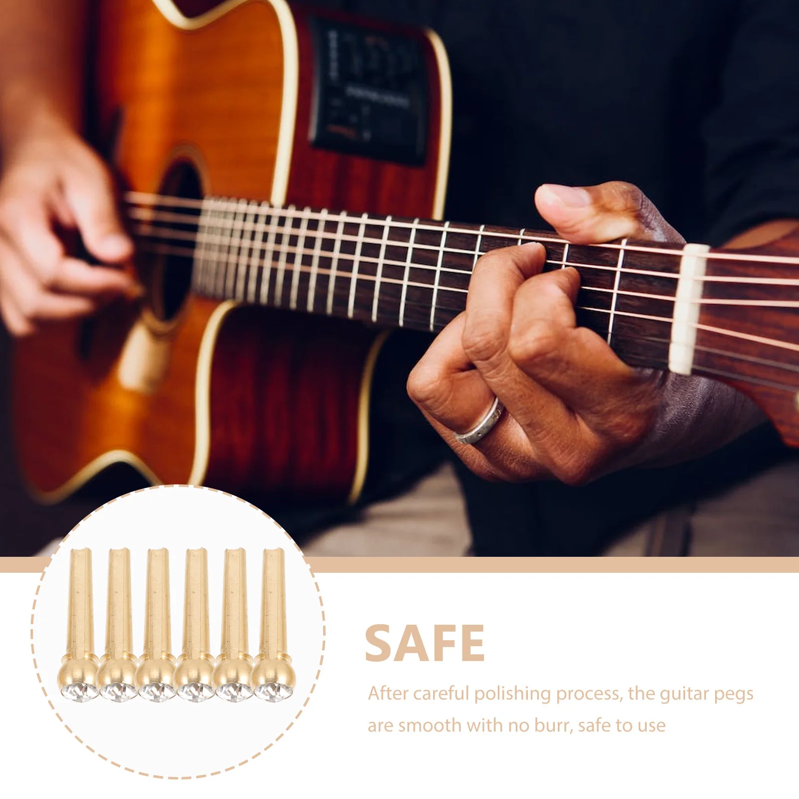 

6 Pcs Ballad Fixing Nails Dowels Guitar Tuning Peg Knobs Pure Copper Acoustic Bridge Pin