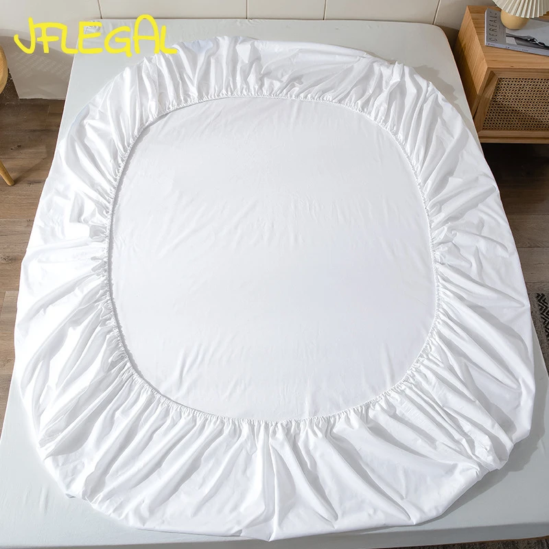 

JFLEGAL Mattress Cover Fitted Sheet Bed Protector 180x200cm Washed Cotton Skin-Friendly Durable Solid Color Bed Mat Cover