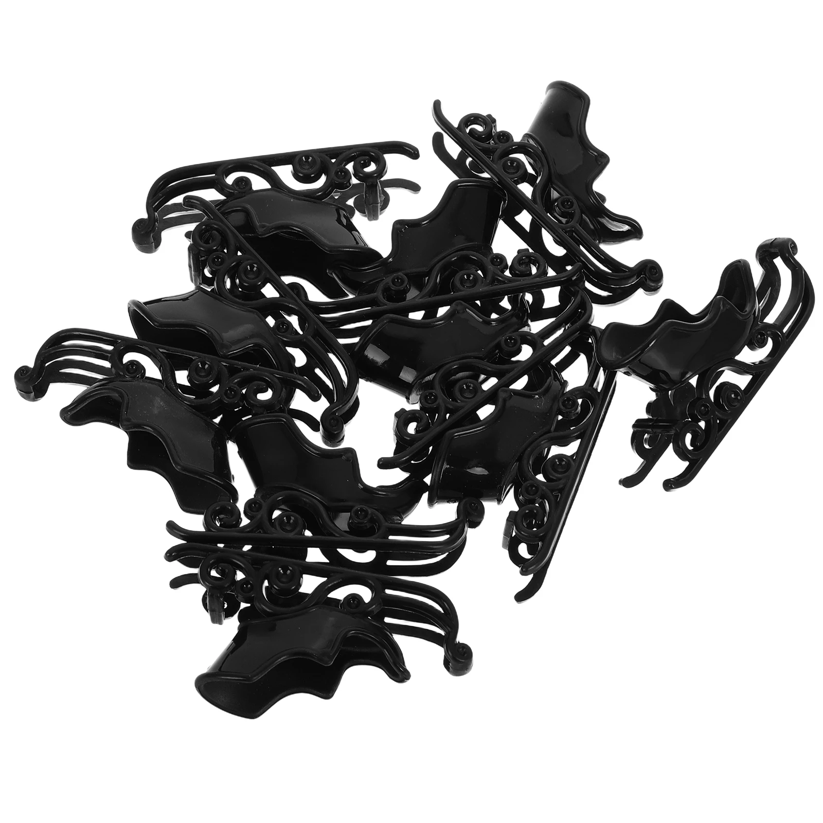 

10 pcs Mini Sleigh Christmas Decor Winter Plastic Santa Tabletop Black Ornament DIY Snow Scene Accessories Christmas Village