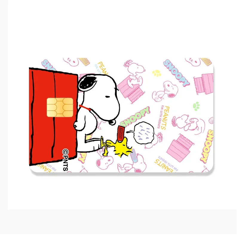 Kawaii Snoopy และเพื่อนๆ Pvc สติกเกอร์ Snoopy กันน้ําอะนิเมะฟิล์มเทปผิวสําหรับบัตรเครดิตบัตรเดบิตสติกเกอร์รูปลอกของขวัญ