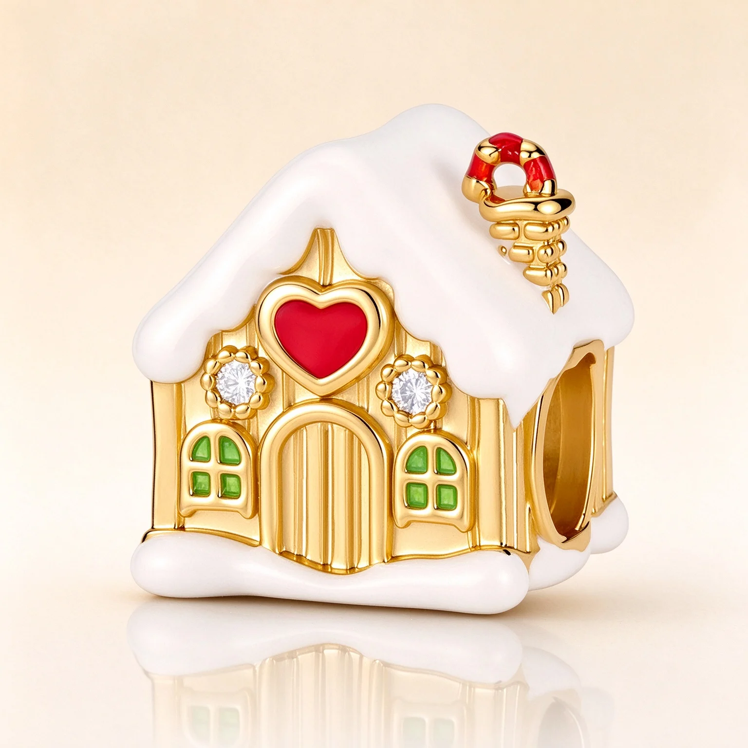 Candy Cookie Pan Charms Golden Snow House Pendant Fit Original Bracelet Jewelry Christmas Eve Party Fairy Tale Souvenir Gift Her
