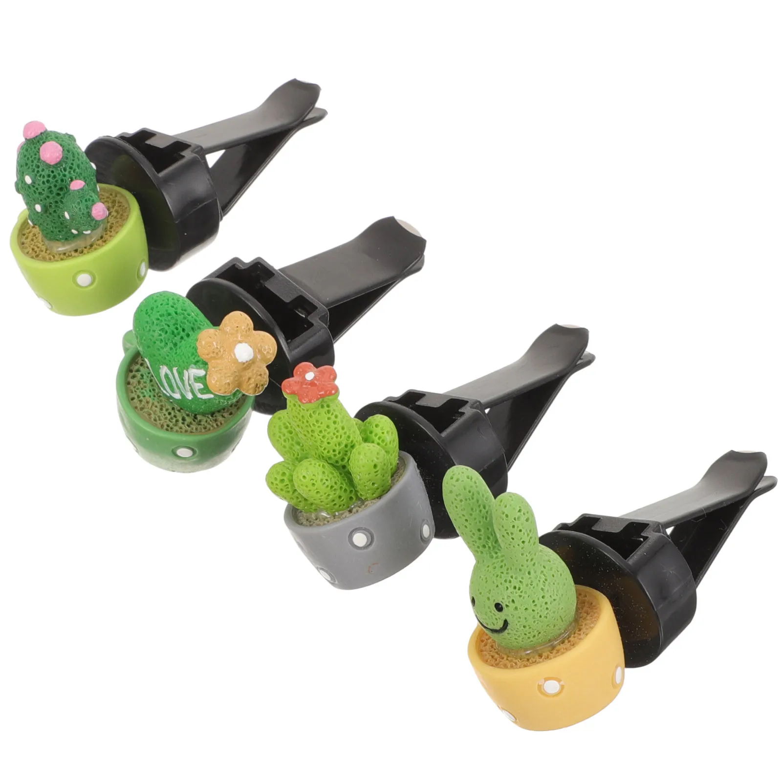 

4Pcs Cute Car Air Freshener Vent Clips Cactus Style Car Interior Decor Aromatherapy Diffuser for Home Office Bathroom Use