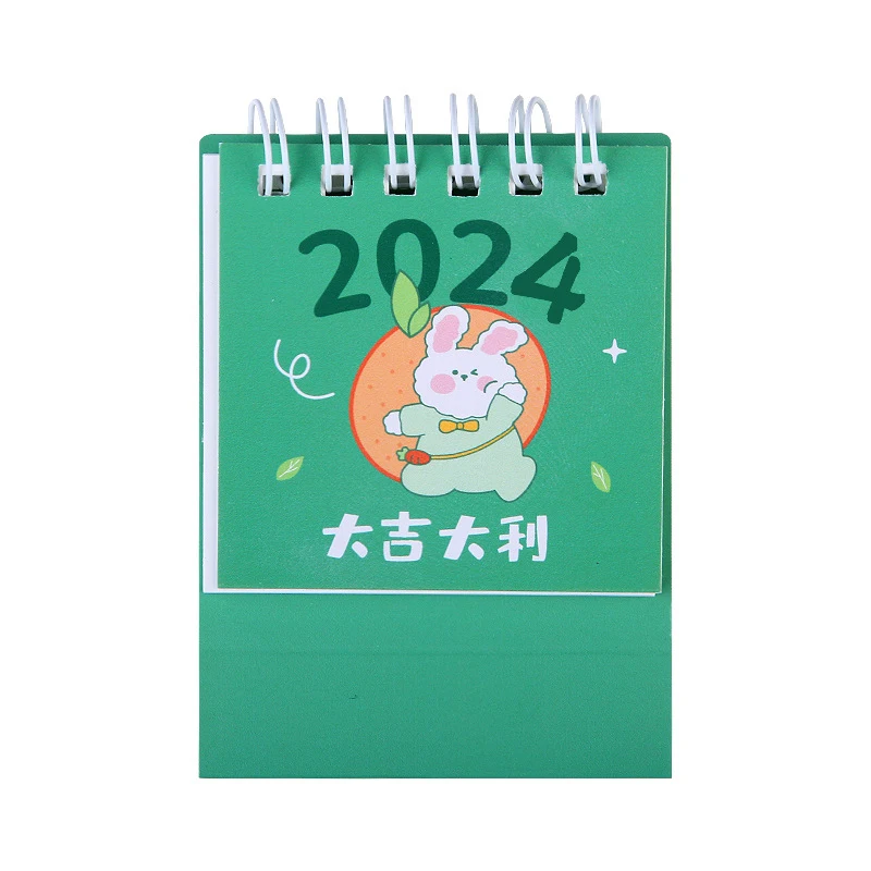Cute Little Fresh Desk Calendar, Mini Desktop Planner, Coil Notepad, Livro, Escritório, Material Escolar, 2024