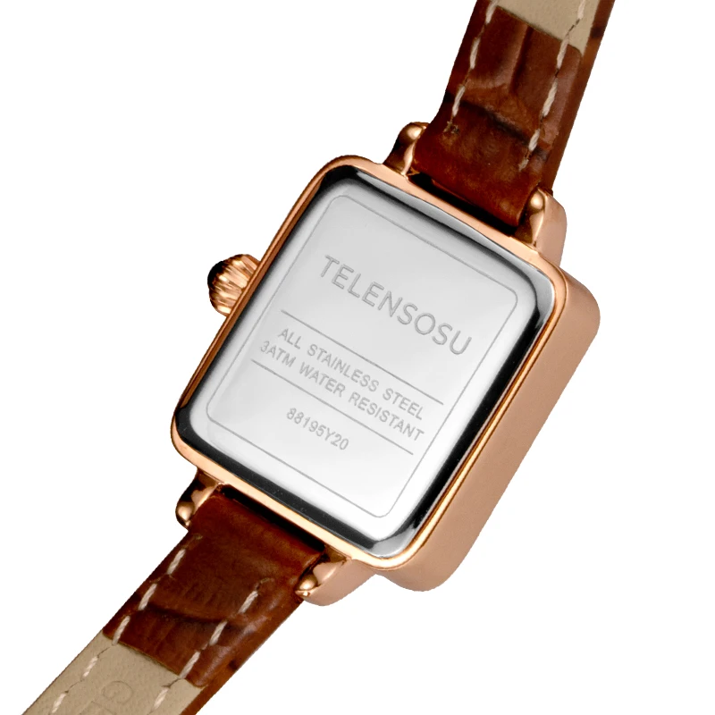 TELENSOU Элегантные женские часы Швейцарские лучшие бренды Роскошные дизайнерские женские кварцевые часы Черный оникс Камень 8819